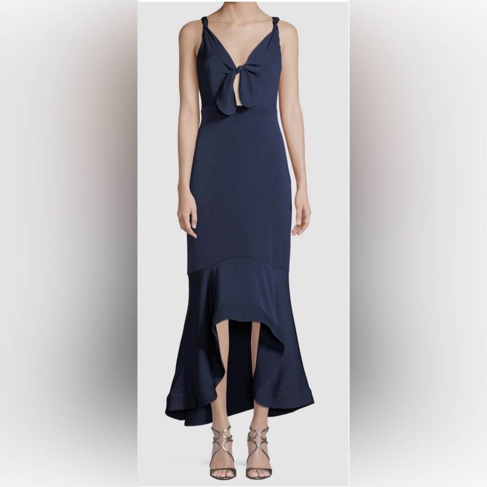 Shoshanna Midnight Ibiza Blue High Low Gown
